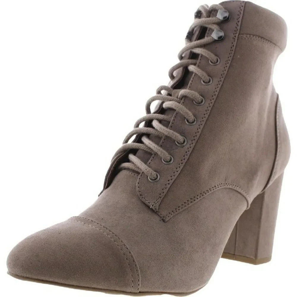 Madden Girl Womens Justinee Faux Suede Heels Combat & Lace-up Boots Size 7